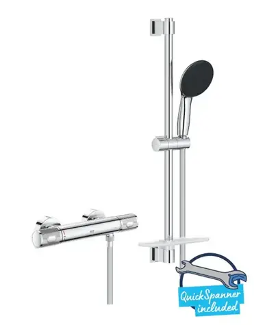 Grohe Precision Feel - Duschset mit Thermostat | 3 Strahlarten | Chrom 