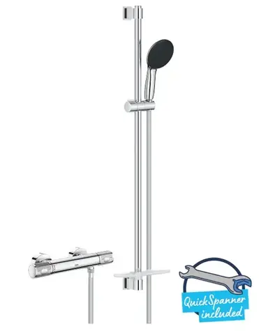 Grohe Precision Feel - Duschset mit Thermostat | 3 Strahlarten | Chrom 