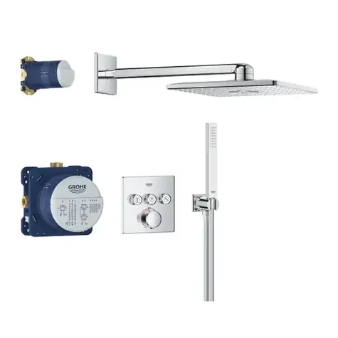 Grohe Vitalio SmartActive - Duschset mit Unterputzthermostat 31 x 31 cm | 2 Strahlarten | Chrom 