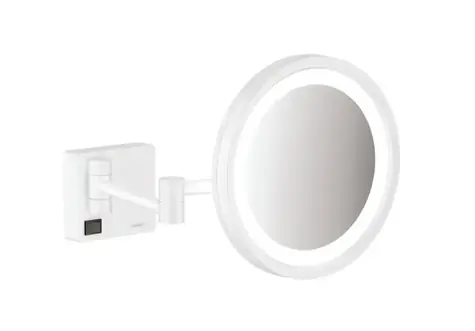 Hansgrohe AddStoris - Kosmetikwandspiegel mit LED-Beleuchtung | Mattweiß