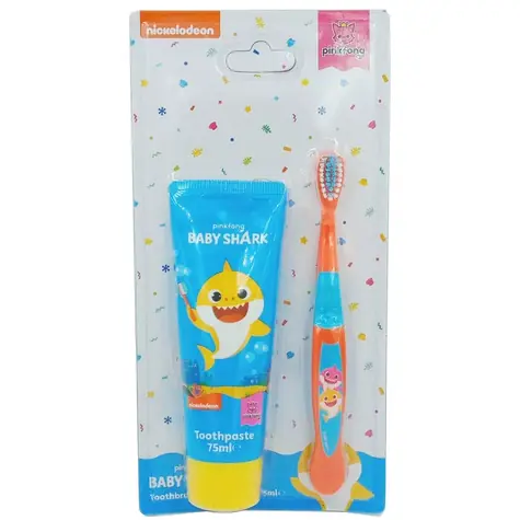 Corsair Toilettenartikel BABY SHARK Zahnbürste & 75ml Zahnpasta Set rot / Zahnbürste & Zahnpasta 75 ml