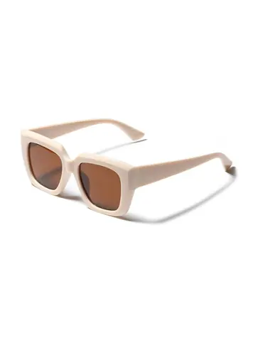 VeyRey Damen Eckige Sonnenbrille Solbrit braun
