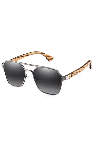 VeyRey Sonnenbrille Orkat, polarisiert, oval, schwarze Gläser, Universal