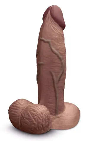 b-Vibe Slipskin Realistischer Silikondildo 18 cm, dick, braun