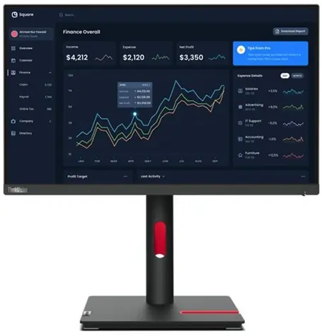 21,5" Lenovo ThinkVision T22i-30 schwarz / IPS / 1920 x 1080 / 4 ms / 250 cd / 1000:1 / DP+HDMI+VGA / VESA / Pivot