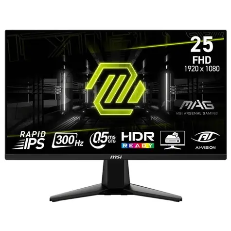 24,5" MSI MAG 255XF Schwarz / LED / 1920 x 1080 / IPS / 16:9 / 0,5 ms / 1000:1 / 250 cd/m / HDMI + DP / VESA