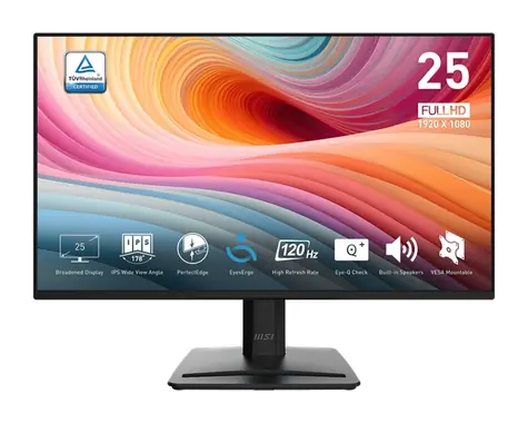 24,5" MSI PRO MP252 E2 Schwarz / LED / 1920 x 1080 / IPS / 16:9 / 1 ms / 1500:1 / 300 cd/m / HDMI + DP / VESA
