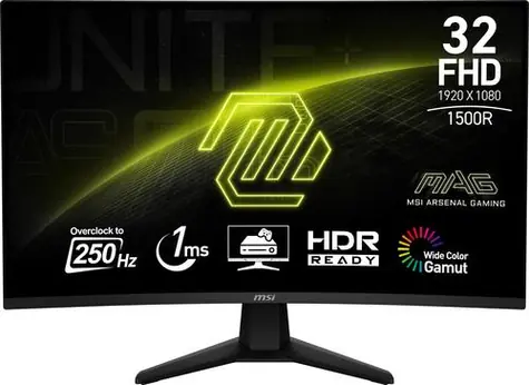 31,5" MSI MAG 32C6X schwarz / VA / 1920x1080 / 16:9 / 1 ms / 3000:1 / 250 cd/m / DP+ HDMI / VESA
