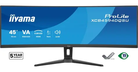 44,5" IIYAMA ProLite XCB4594DQSU-B1 schwarz / LED / VA / Gebogen 1500R / 5120 x 1440 / 32:9 / 2 ms / 3000:1 / 450 cd-m