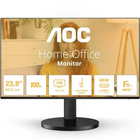 23,8" AOC 24B3CF2 Schwarz / IPS / 1920 x 1080 / 16:9 / 4 ms / 1300:1 / 250 cd/m / HDMI + USB-C / VESA