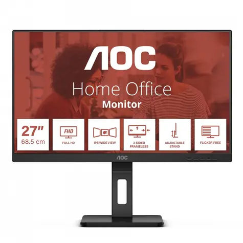 27" AOC 27E3QAF schwarz / IPS / 1920x1080 / 16:9 / 4 ms / 1000:1 / 300 cd/m / HDMI + DP + VGA / VESA