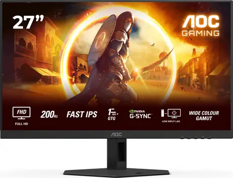 27" AOC Gaming 27G4HRE Schwarz / IPS / 1920x1080 / 16:9 / 1 ms / 1000:1 / 300 cd/m / HDMI + DP / VESA