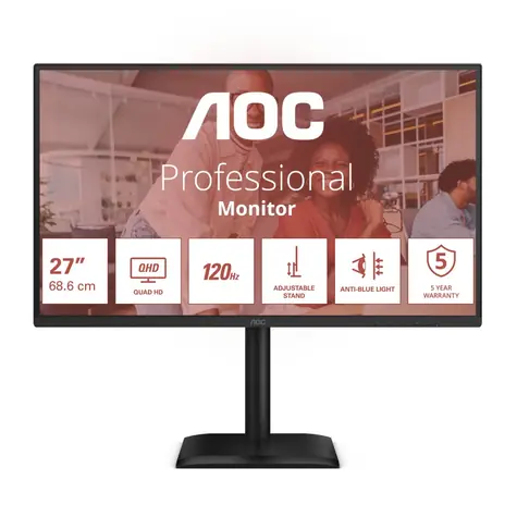 27" AOC Q27E4CV schwarz / IPS / 2560 x 1440 / 16:9 / 4 ms / 1500:1 / 350 cd/m / HDMI + DP + USB-C / VESA