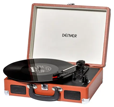 Denver VPL-120 braun / Plattenspieler / Anschluss an PC über USB / ermöglicht die Aufnahme von LP-Schallplatten auf den PC