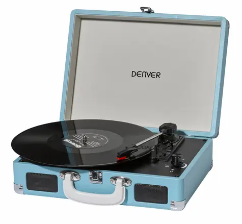 Denver VPL-120 blau / Plattenspieler / Anschluss an PC über USB / ermöglicht die Aufnahme von LP-Schallplatten auf den PC