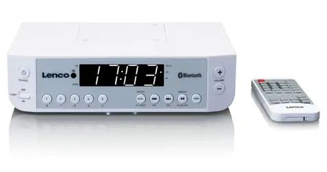 LENCO KCR-100 weiß / UKW-Radio / Bluetooth / Uhr / LED-Anzeige / Alarm / Timer