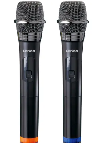 LENCO MCW-020BK / Set 2x Mikrofon / Funkempfänger 6,3mm Klinke / 863,5 & 864,5 MHz / 2x AA