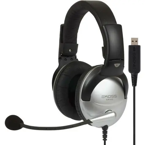 Koss SB45 USB schwarz-silber / Kopfhörer mit Mikrofon / USB / 2,4m / ohne Code / Nachverkauf