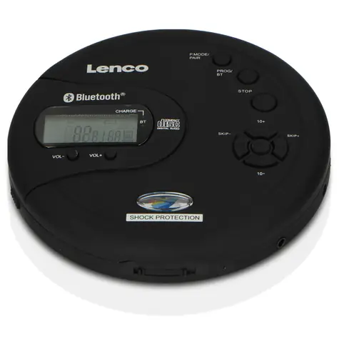 LENCO CD-300 schwarz / Tragbarer CD-Player / MP3 / 3,5 mm / BT 4.2