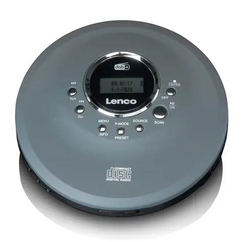 LENCO CD-400 grau / Tragbarer CD-Player / MP3 / DAB+ / UKW / 3,5 mm