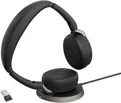 JABRA Evolve2 65 Flex & Link380a & MS Stereo QI / Set aus kabellosen Kopfhörern, Empfänger und kabellosem Ladegerät
