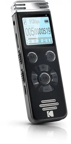 Kodak VRC 450 schwarz / Diktiergerät / 8 GB / bis zu 581 Stunden Aufnahme / microSD / microUSB / 2x 3,5 mm