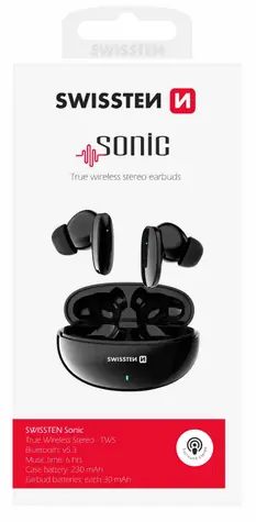 Swissten SONIC TWS schwarz / Bluetooth-Kopfhörer / BT 5.3 / 2x 30 mAh / 230 mAh