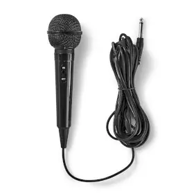 Nedis Kabelmikrofon Schwarz / Niere / Festkabel / 5,00 m / 80 Hz - 12 kHz / 600 Ohm / -75 dB / Ein-/Ausschalter 