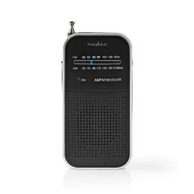 Nedis FM-Radio / Tragbar / AM / FM / Batteriebetrieben / Analog / 1,5 W / Schwarzweiß-Display 