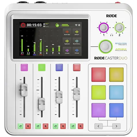 Rode RodeCaster Duo weiß / Digitalmixer / 3,5 mm / XLR / USB-C / Bluetooth / microSD