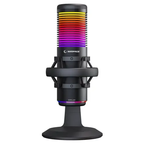 Rampage Bemol RGB schwarz / Desktop-Mikrofon / kapazitiv / Mini-Klinke 3,5 mm / USB-C