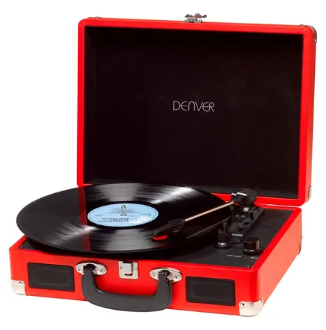 Denver VPL-120 rot / Plattenspieler / Anschluss an PC über USB / ermöglicht die Aufnahme von Schallplatten auf PC