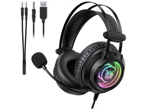 ONIKUMA X80 schwarz / Gaming-Kopfhörer / USB / 3,5-mm-Klinkenanschluss / RGB / Mikrofon
