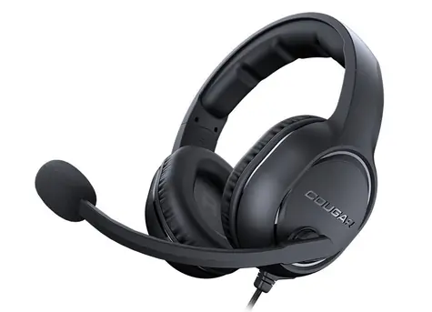 Nagelneues COUGAR HX330 Gaming-Headset, schwarz, 50-mm-Treiber, 3,5-mm-Klinkenstecker, Mikrofon.
