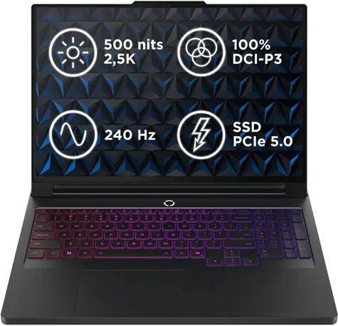Lenovo Legion Pro 5 16AFR10 Schwarz / 16" WQXGA / AMD RYZEN 9 9955HX / 32 GB RAM / 1 TB SSD / RTX 5070Ti 12 GB RAM / Windows 11