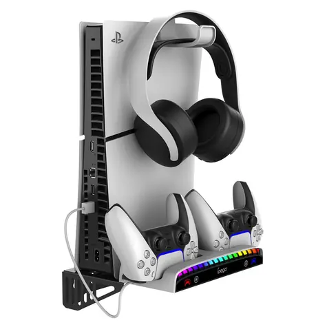 iPega P5S011 Wandständer für PS5/PS5 Slim mit Dual-Ladestation für PS5-Controller