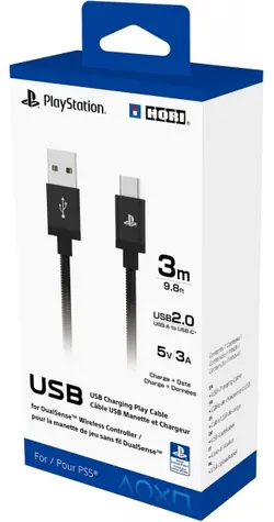 HORI HRP51002 USB-Ladekabel für PS5 DualSense-Controller 3M schwarz / 1x USB-A (M) / 1x USB-C (M)