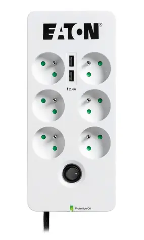EATON Protection Box PB6UF / Überspannungsschutz / 6 Steckdosen / 2x USB Port