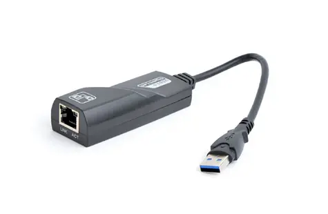 Gembird externe Gigabit-LAN-Netzwerkkarte USB 3.0 auf RJ-45 / interner Flash-Speicher mit Treibern / Schwarz