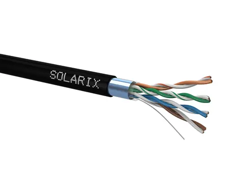 Solarix Installationskabel CAT5E FTP 305m schwarz / Außeninstallation / PE-Mantel / geschirmt / Box