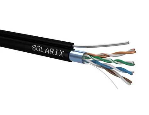 Solarix Installationskabel CAT5E FTP 305m selbsttragend schwarz / Außeninstallation / PE-Mantel / geschirmt / Spule
