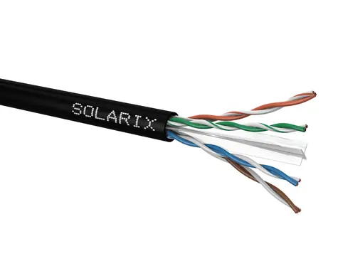 Solarix Verlegekabel CAT6 500m schwarz / Außenverlegung / PE-Mantel / ungeschirmt / Spule 