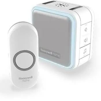 Honeywell Home DC515N Funk-Türklingel Serie 5 / 150 m / 6 Melodien / tragbarer Sockel weiß / Design. Taste