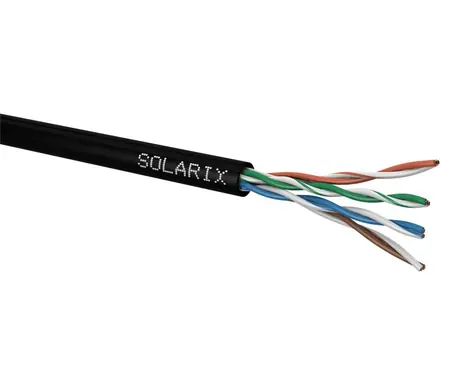 Solarix Verlegekabel CAT5E 100m schwarz / Außenverlegung / PE-Mantel / ungeschirmt / Box
