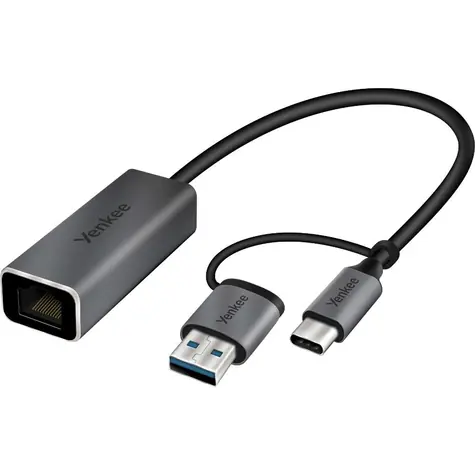 YENKEE YTC 013 USB C auf RJ-45 Ethernet / Adapter USB-C (M) - Ethernet (F) / 1000 Mb/s / 15 cm