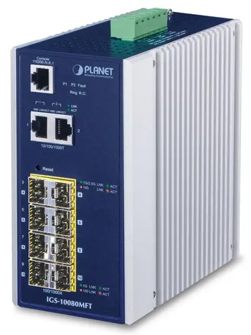 Planet IGS-10080MFT / Industrie-Switch / 2x 2,5Gbps SFP / 6x 1G SFP / 2x GbE RJ-45