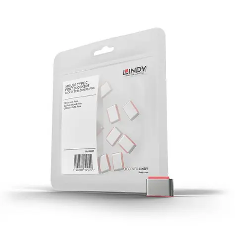 Lindy 40437 USB-Typ-C-Anschlussblocker, rosa / 10 Stück