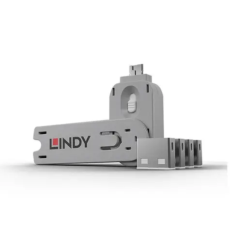 Lindy 40454 USB-Port-Blocker mit Schlüssel weiß /4 Stück.