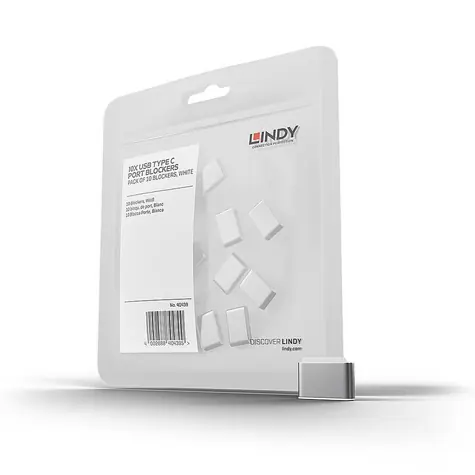 Lindy 40439 USB-C-Anschlussblocker, weiß / 10 Stück