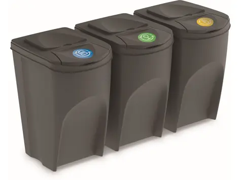 Prosperplast SORTIBOX 3 x 35 l grau / Abfalleimer 